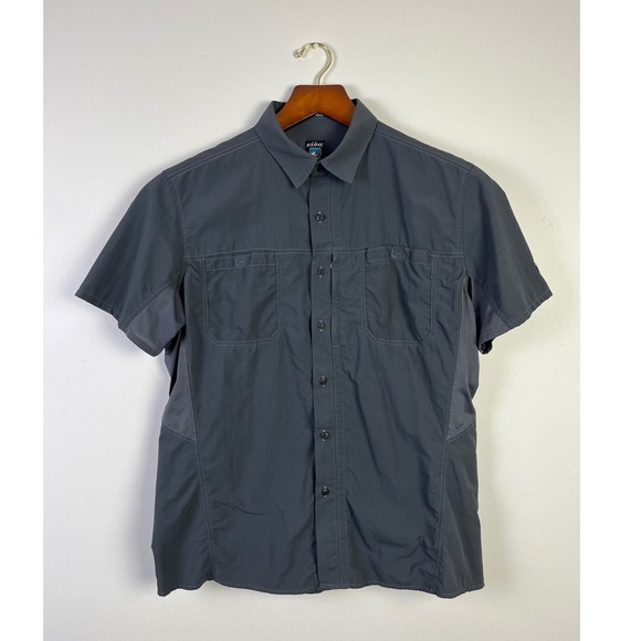 Kuhl‎ Griz Normcore Dark Gray Short Sleeve Shirt Hiking Travel Button Up XL - Picture 1 of 5